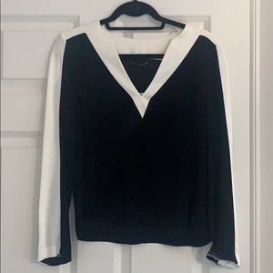 Zara Vneck Colorblock Blouse